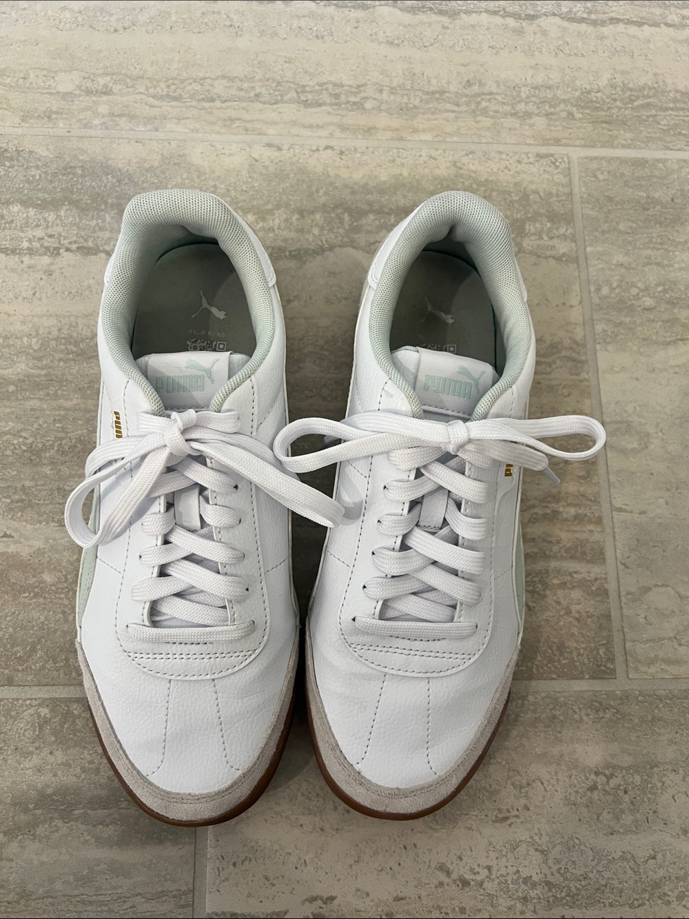 Puma Women’s White Sneakers with Light Green Accents